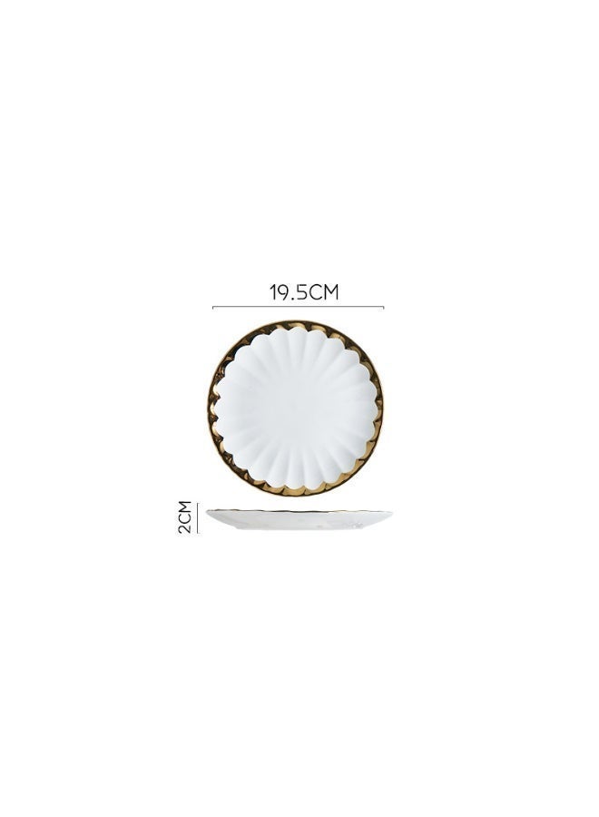 2-Piece Elegant Ceramic Dinner Plate Set, Nordic Light Luxury Style with Gold Rim, 9 Inches & 8 Inches. Light Luxury Plates, suitable for family western meals, steak and desserts. - Image 4